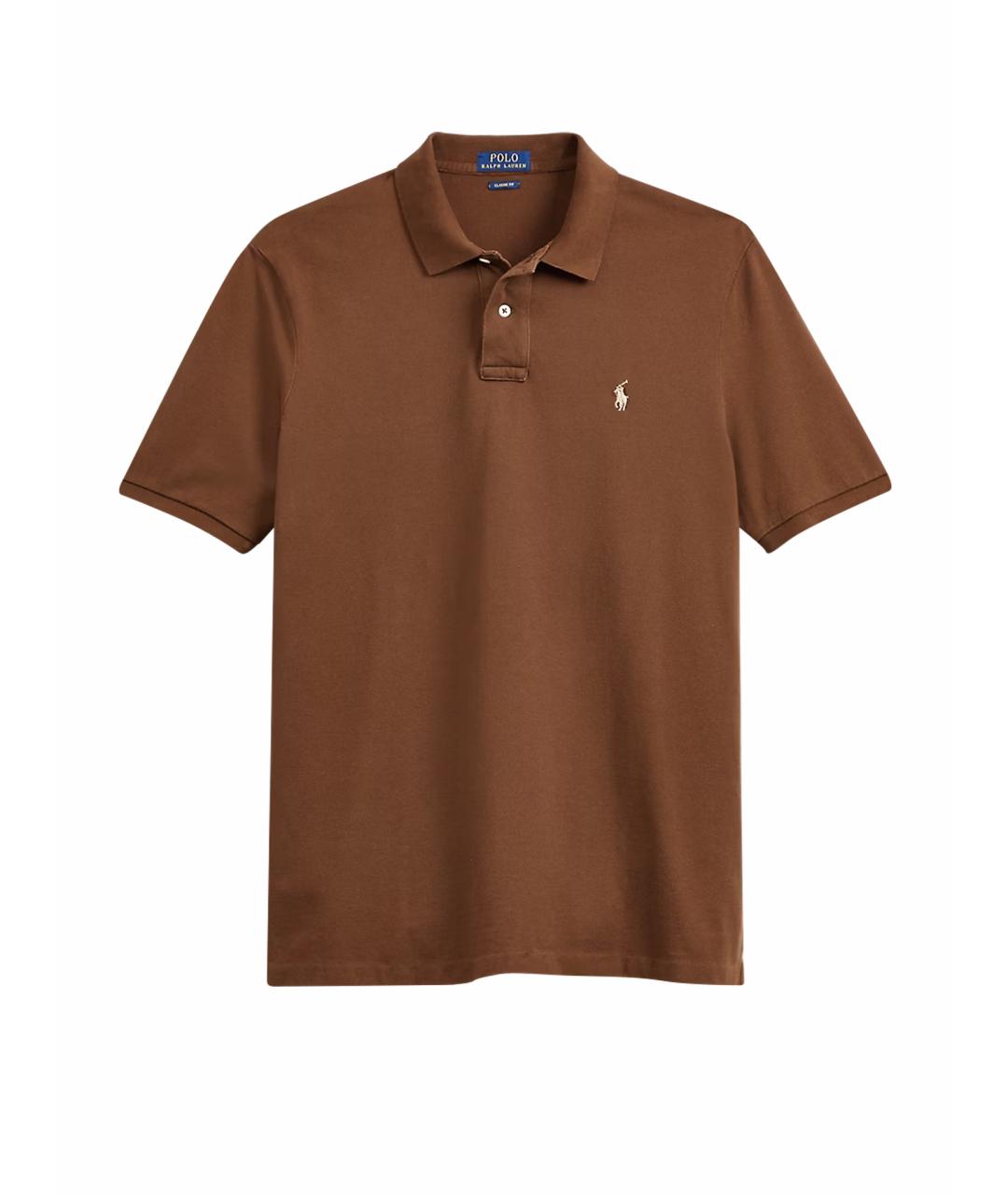 POLO RALPH LAUREN Коричневое хлопковое поло с коротким рукавом, фото 1
