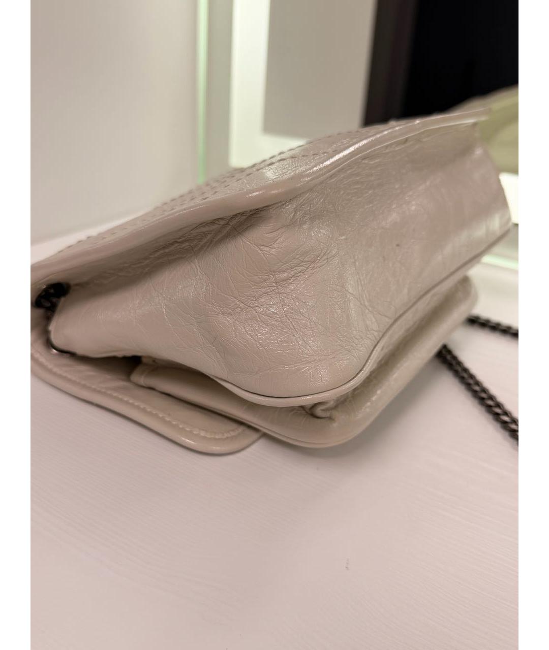 SAINT LAURENT Бежевая кожаная сумка через плечо, фото 8
