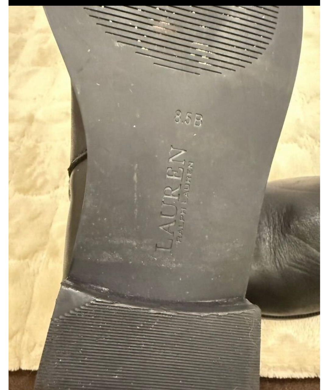 RALPH LAUREN Черные кожаные полусапоги, фото 3