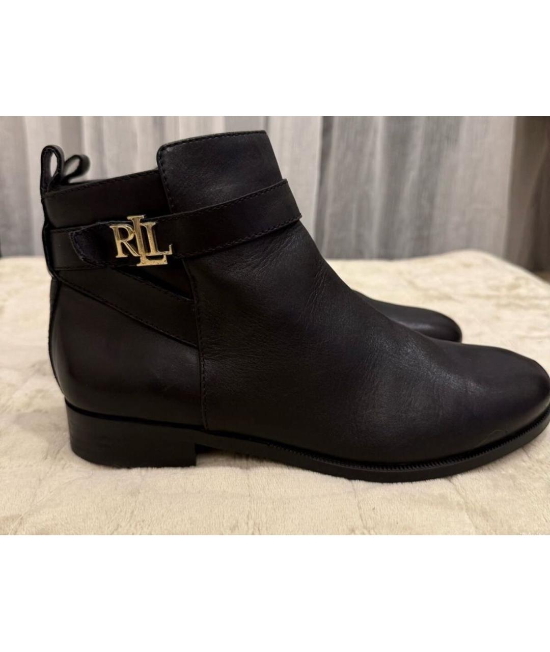 RALPH LAUREN Черные кожаные полусапоги, фото 5