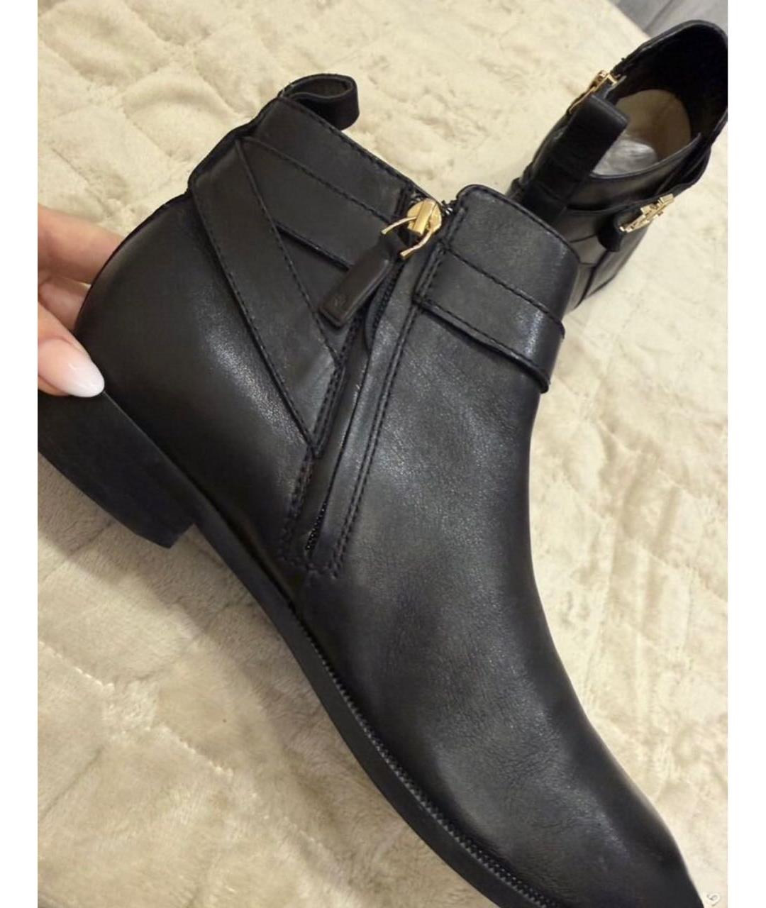 RALPH LAUREN Черные кожаные полусапоги, фото 4