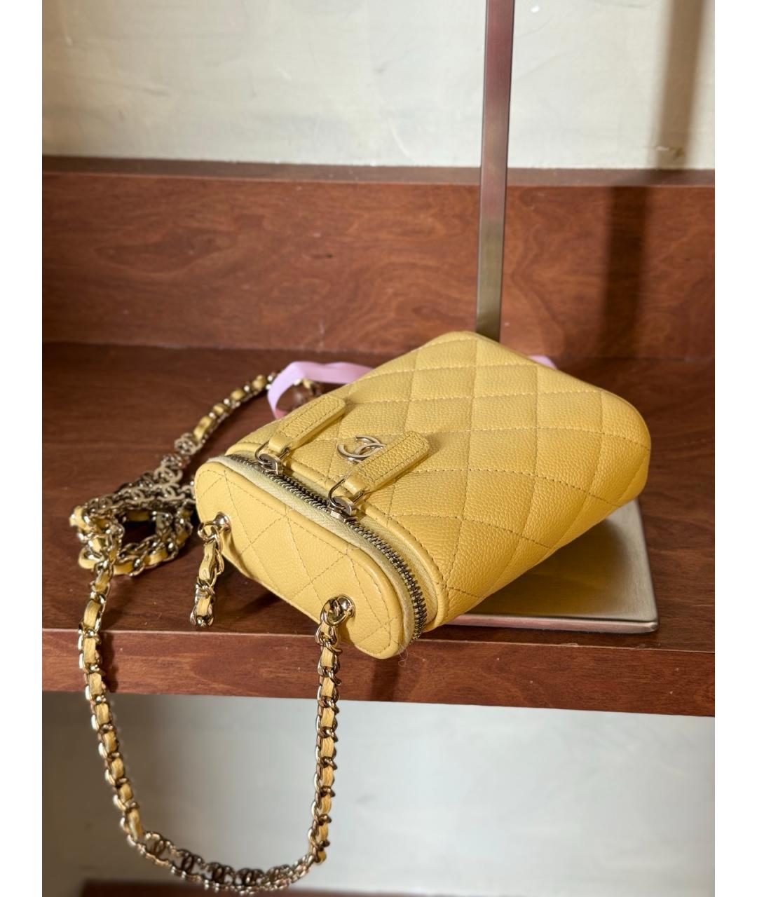 CHANEL Желтая кожаная сумка через плечо, фото 5