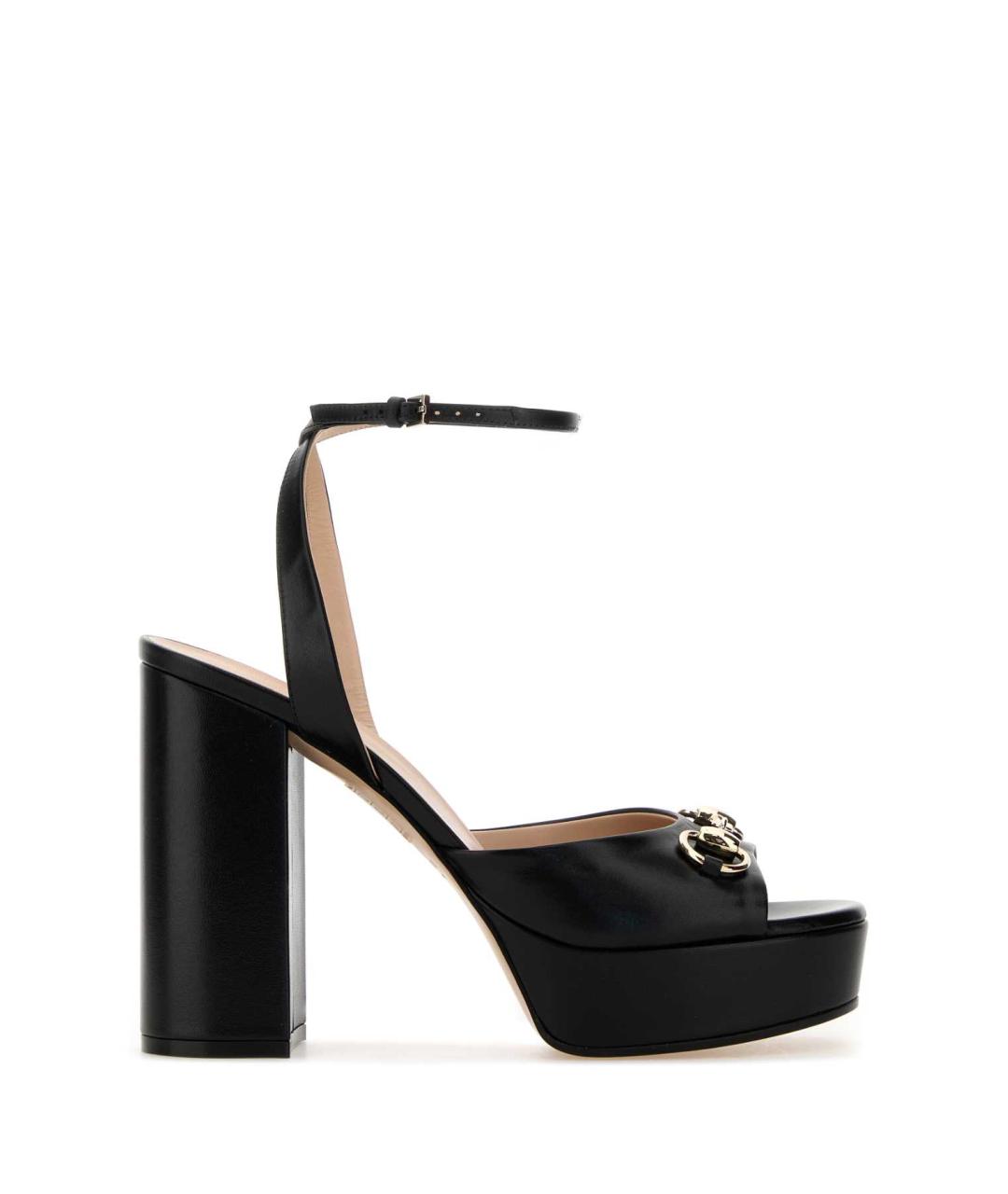 GUCCI Черные кожаные босоножки, фото 1