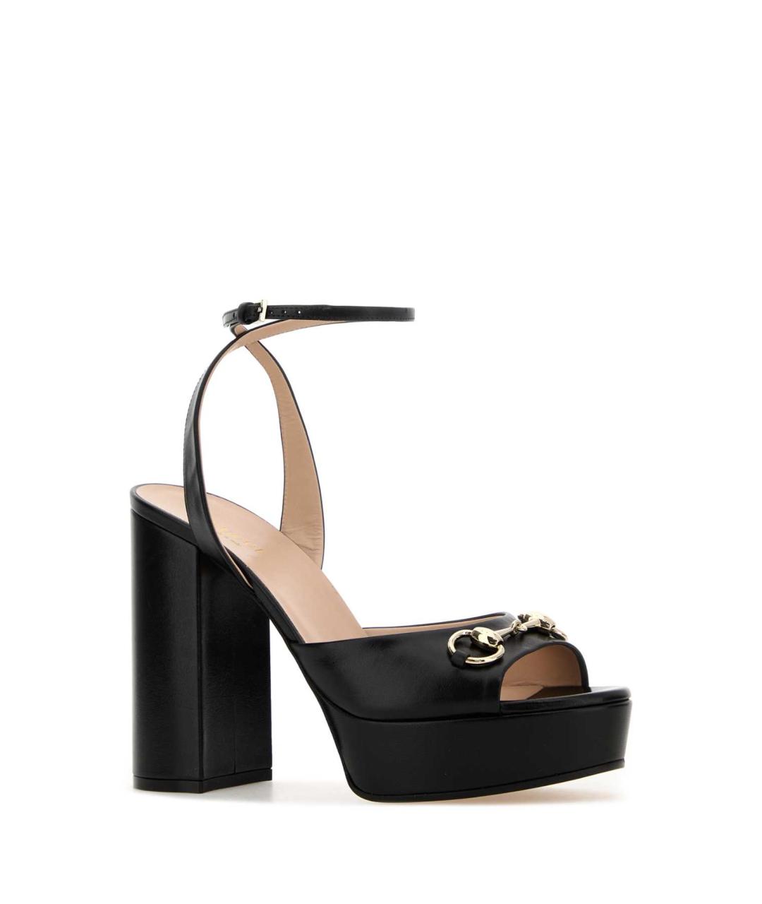 GUCCI Черные кожаные босоножки, фото 2