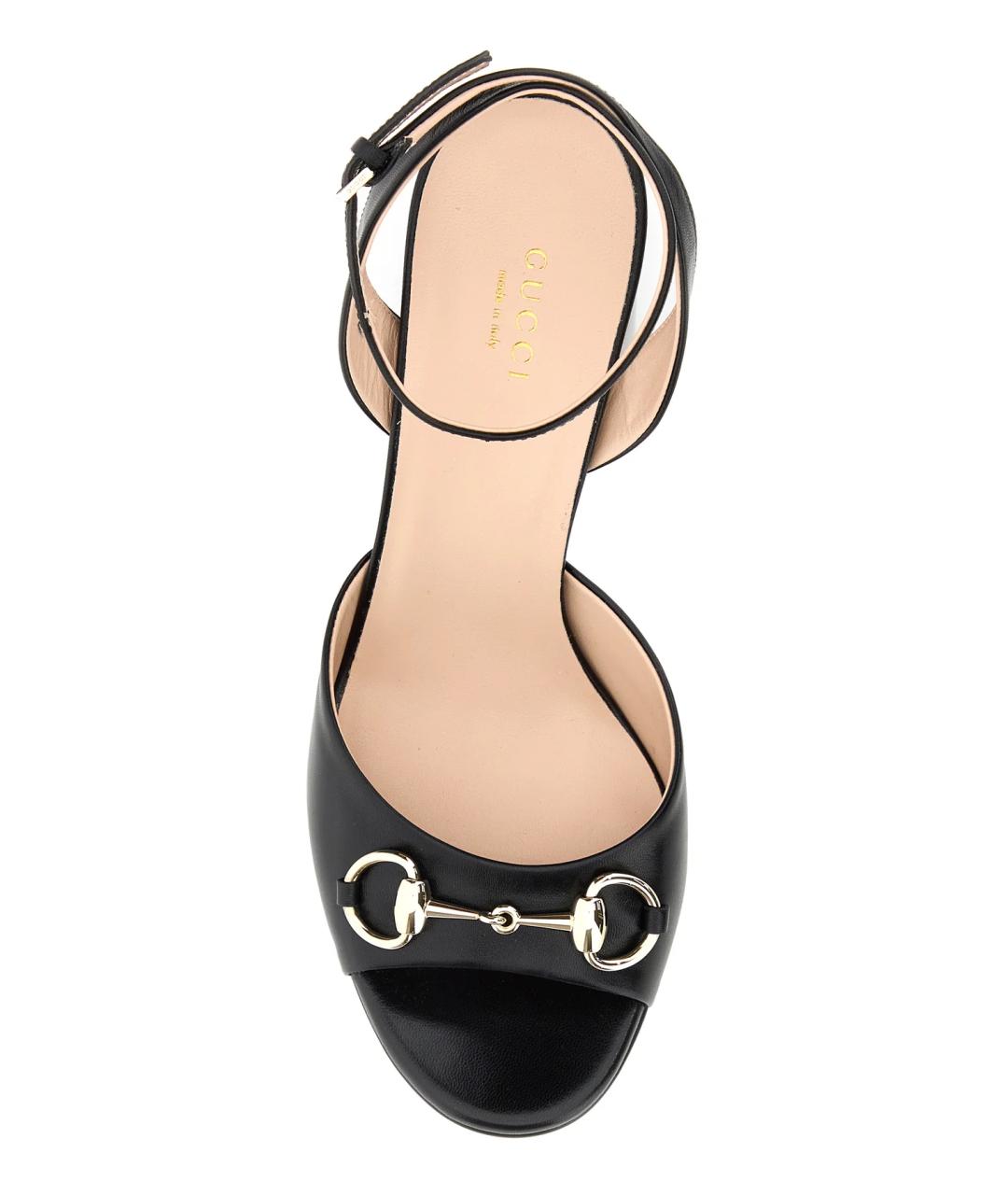 GUCCI Черные кожаные босоножки, фото 4