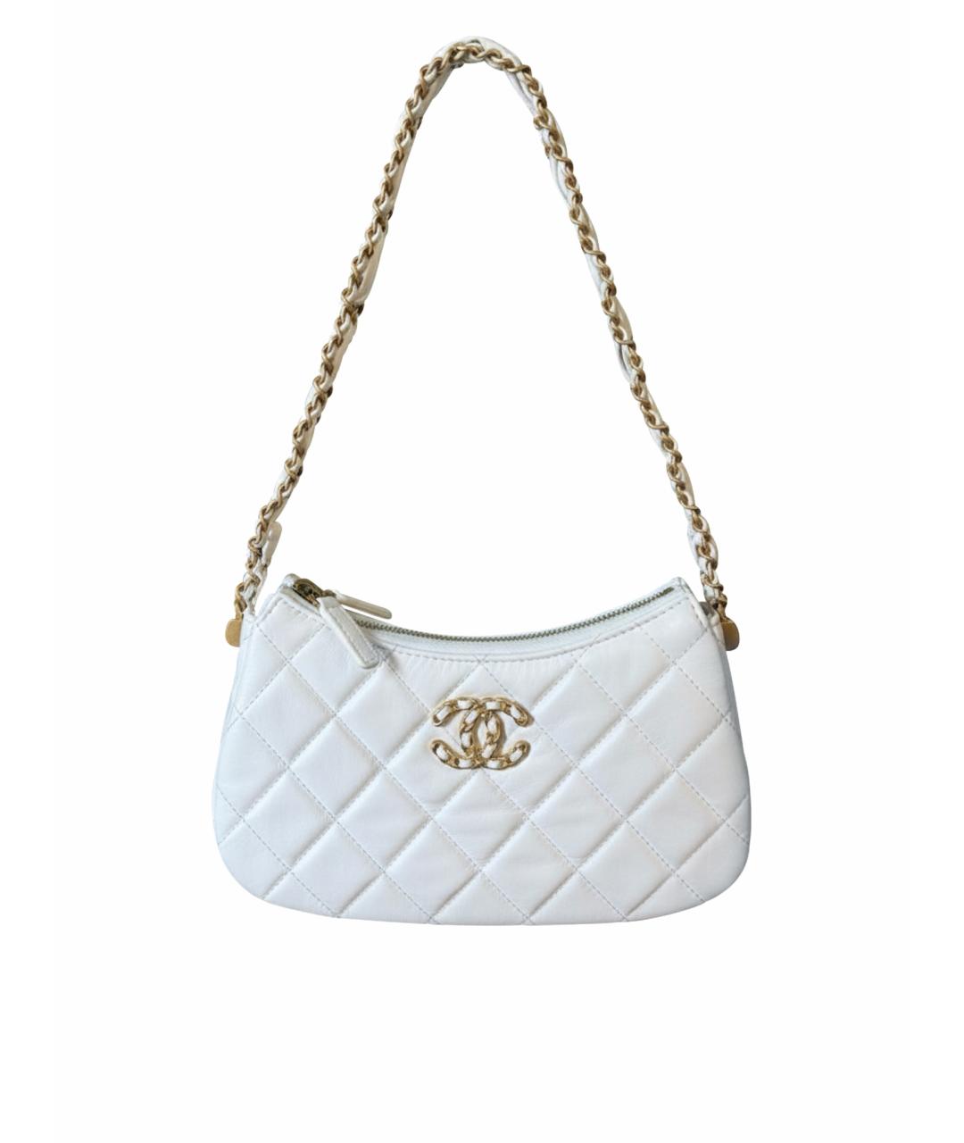 CHANEL Белая кожаная сумка через плечо, фото 10