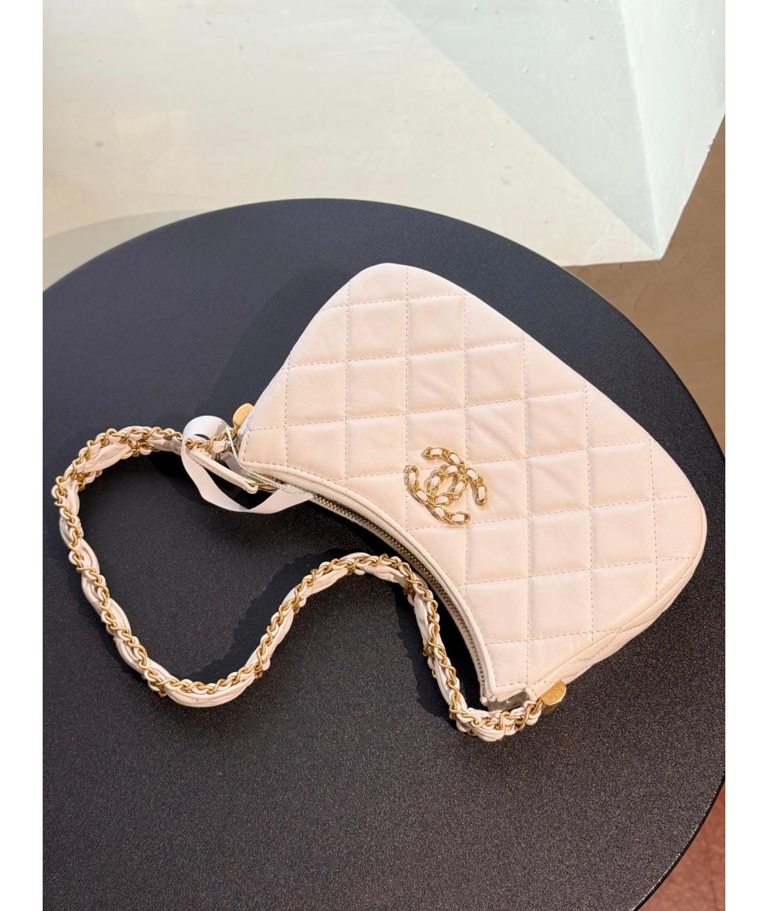 CHANEL Белая кожаная сумка через плечо, фото 8