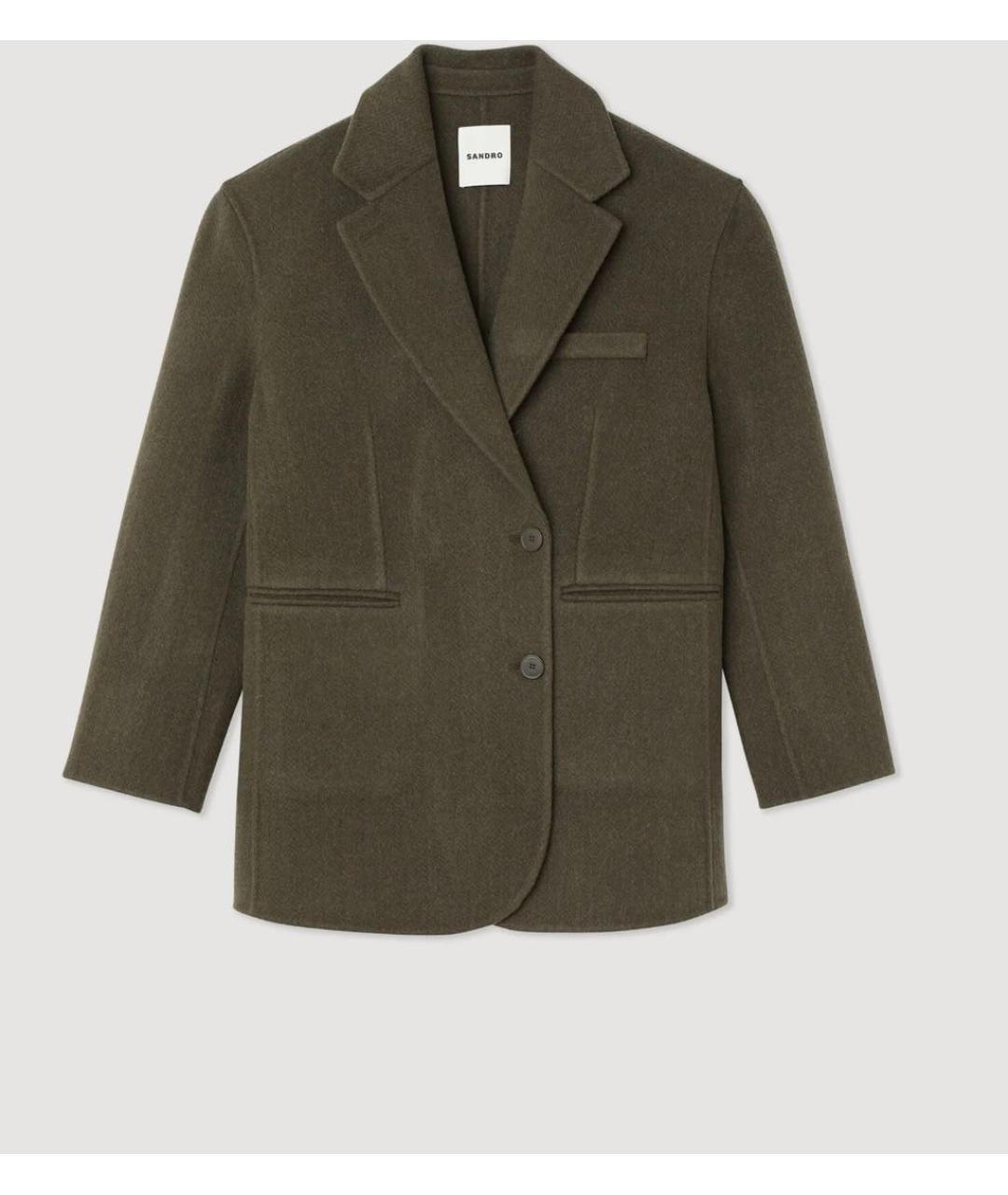 SANDRO Коричневое шерстяное пальто, фото 9