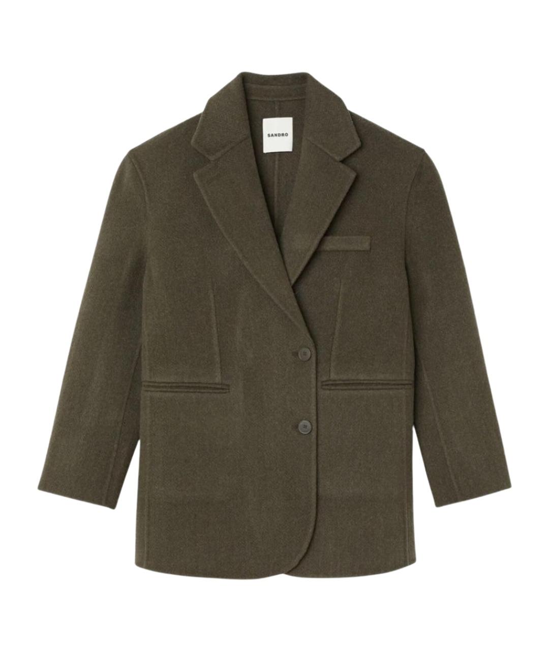 SANDRO Коричневое шерстяное пальто, фото 1