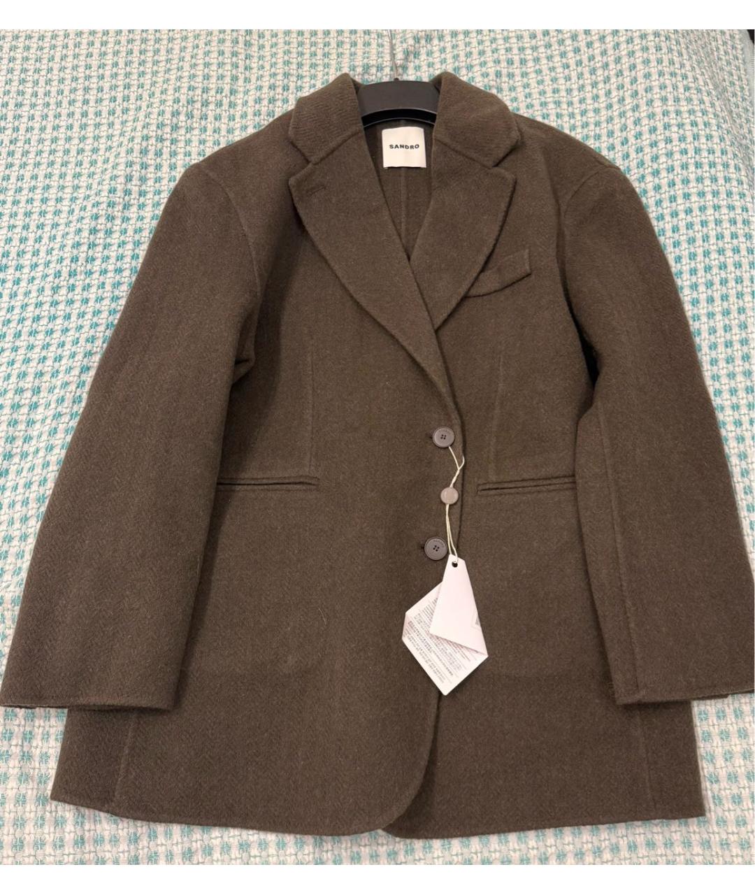 SANDRO Коричневое шерстяное пальто, фото 2