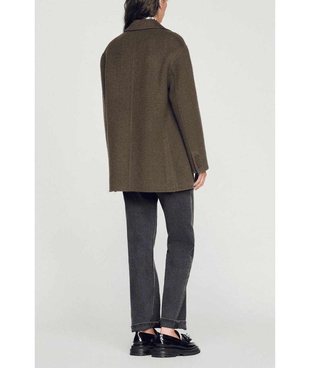 SANDRO Коричневое шерстяное пальто, фото 8
