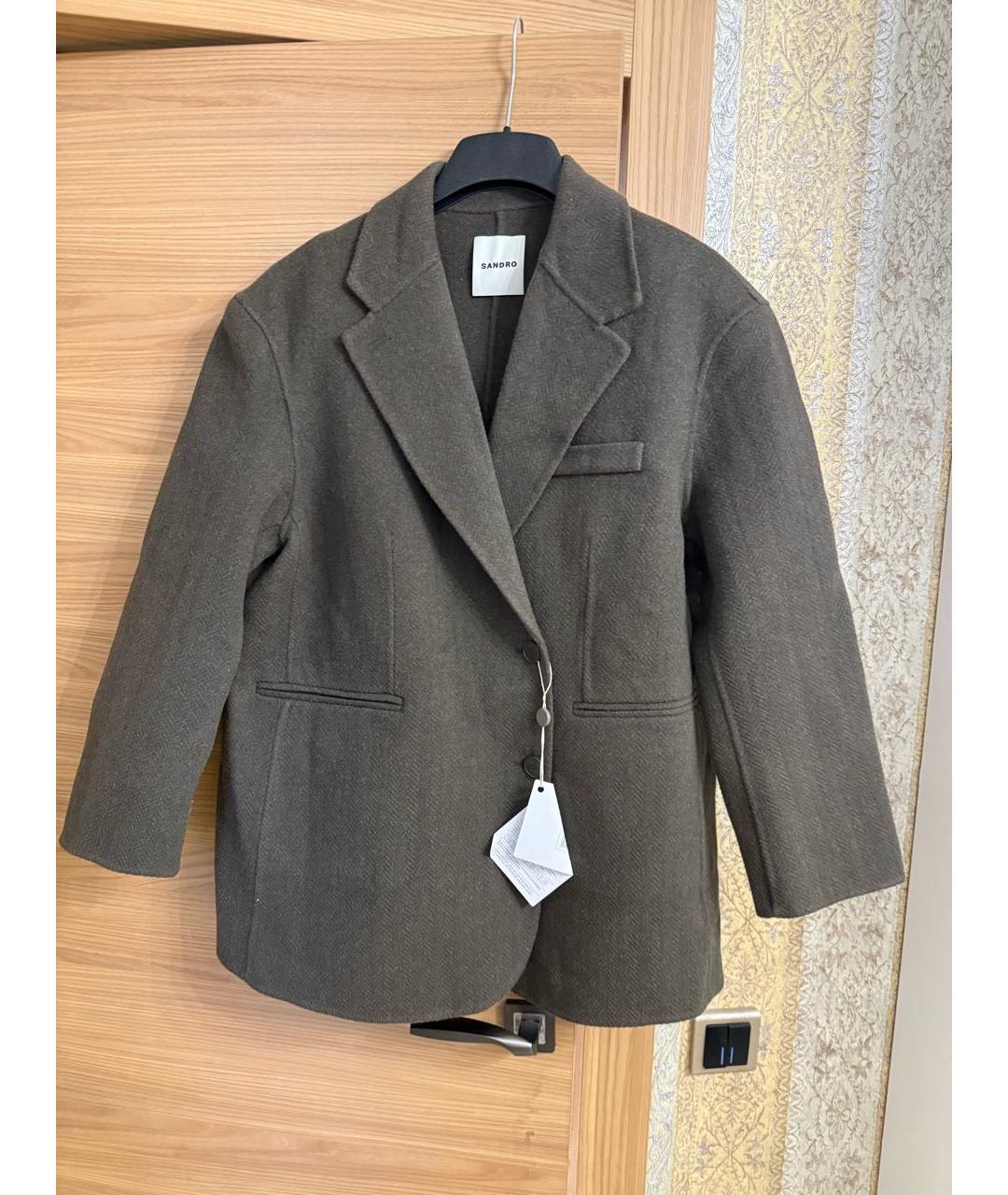 SANDRO Коричневое шерстяное пальто, фото 5