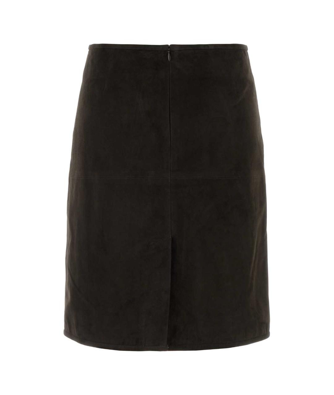 LOULOU STUDIO Коричневая замшевая юбка миди, фото 2