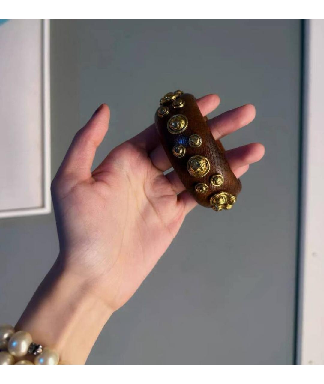 CHANEL Коричневый деревянный браслет, фото 3