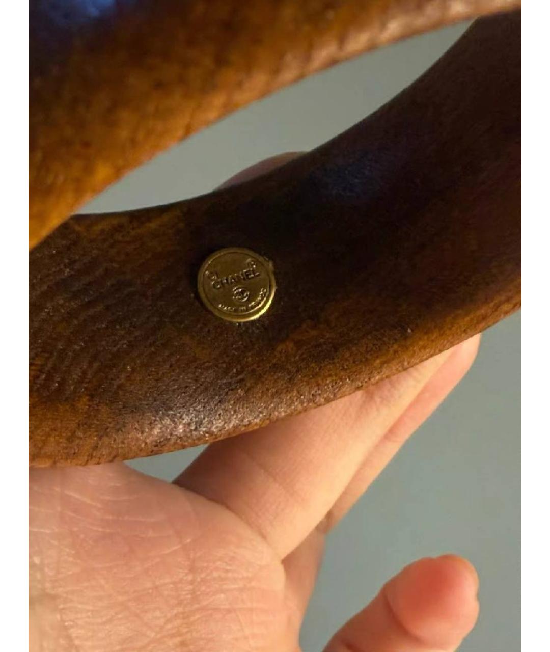 CHANEL Коричневый деревянный браслет, фото 4