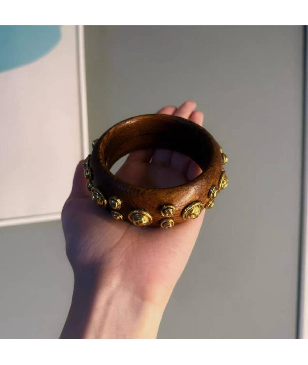 CHANEL Коричневый деревянный браслет, фото 5