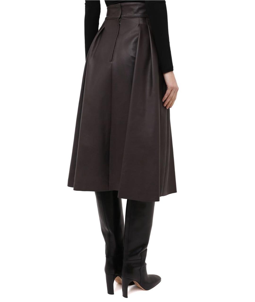 DOLCE&GABBANA Черная кожаная юбка миди, фото 8