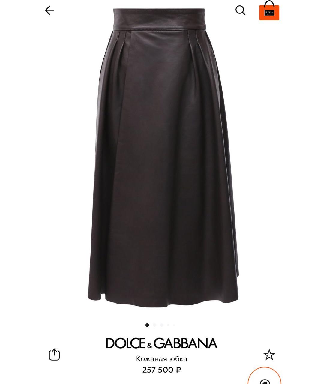 DOLCE&GABBANA Черная кожаная юбка миди, фото 2