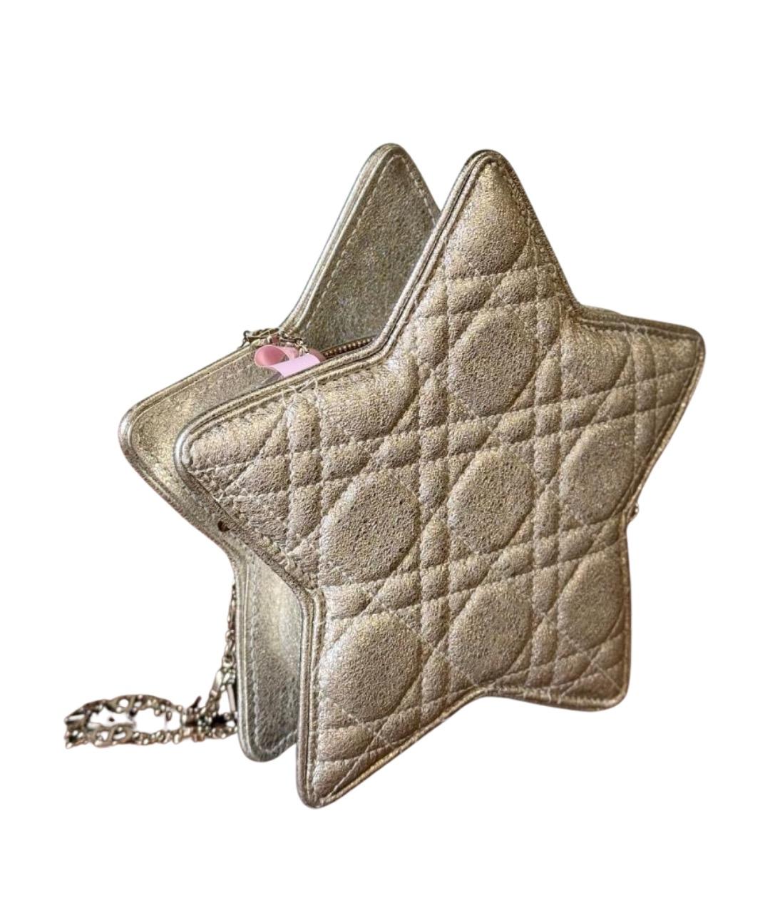 CHRISTIAN DIOR Золотая кожаная сумка через плечо, фото 1