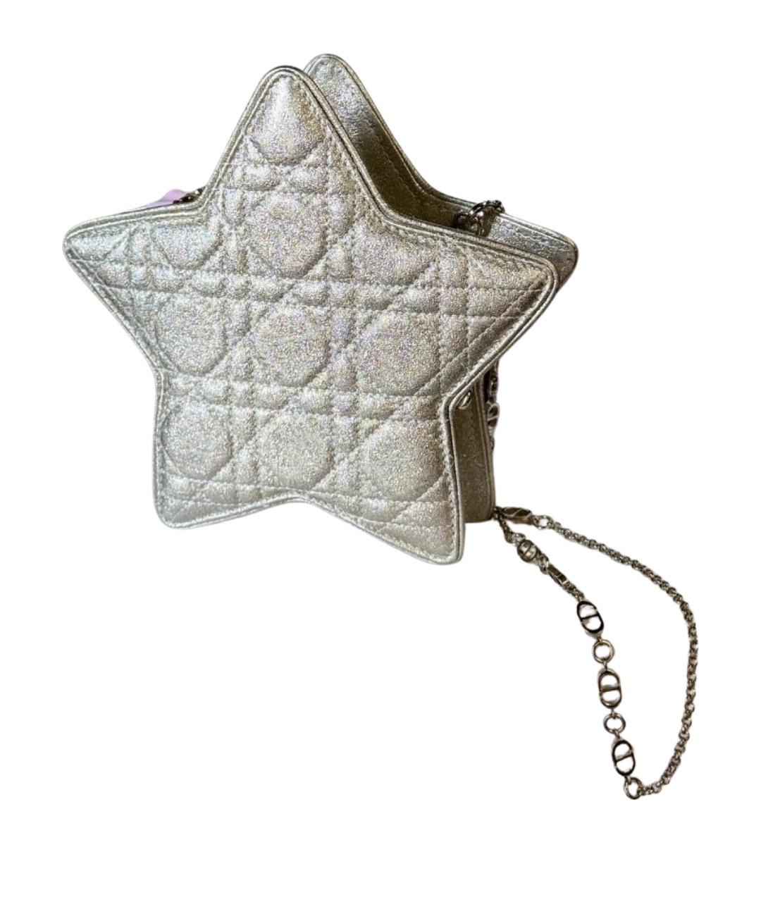 CHRISTIAN DIOR Золотая кожаная сумка через плечо, фото 2