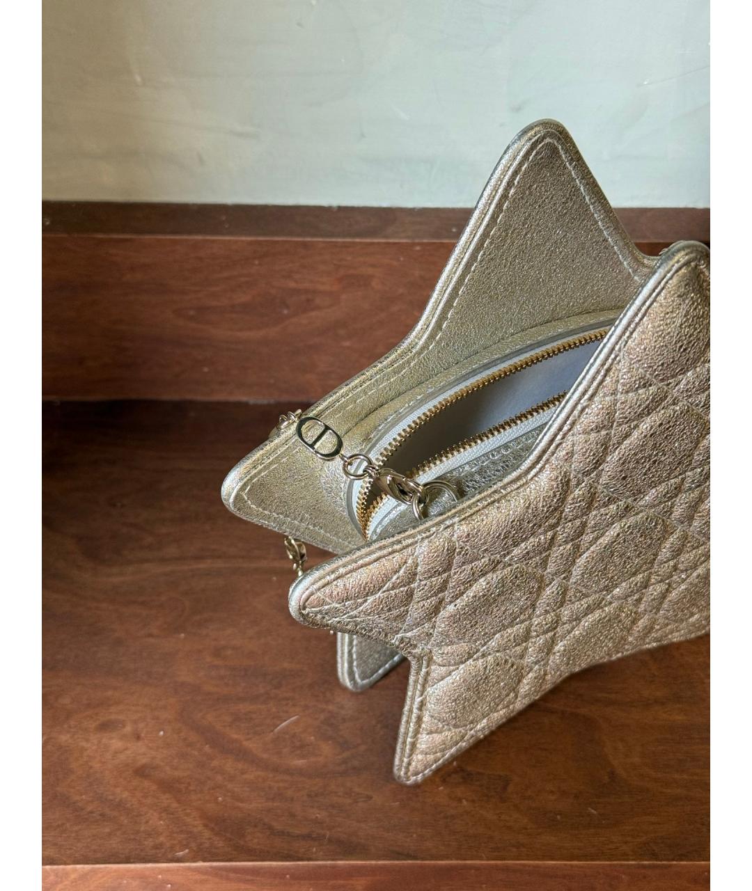 CHRISTIAN DIOR Золотая кожаная сумка через плечо, фото 6