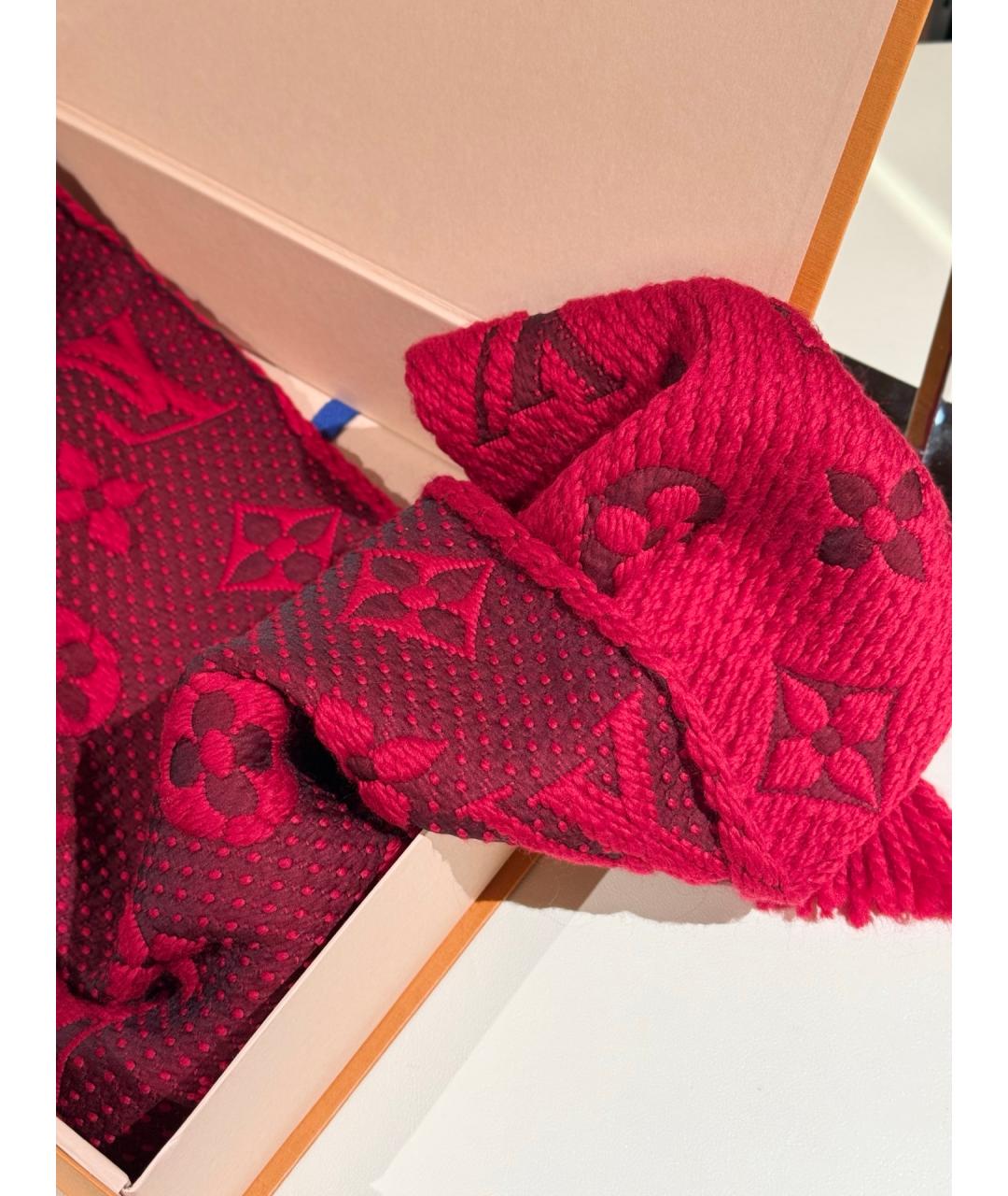 LOUIS VUITTON Красный шерстяной шарф, фото 3