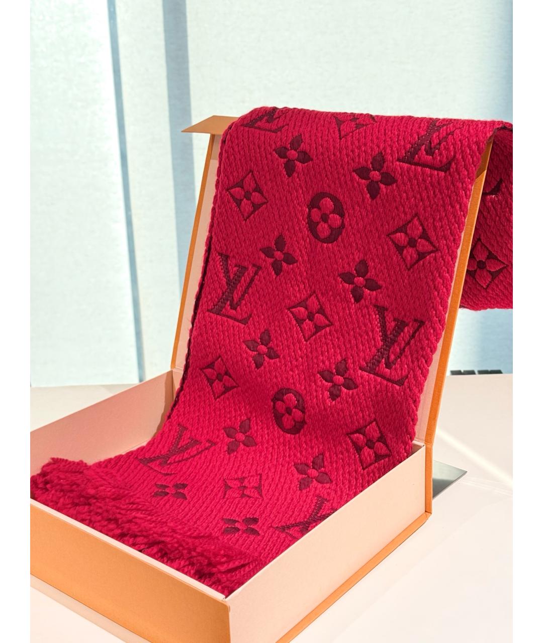 LOUIS VUITTON Красный шерстяной шарф, фото 4