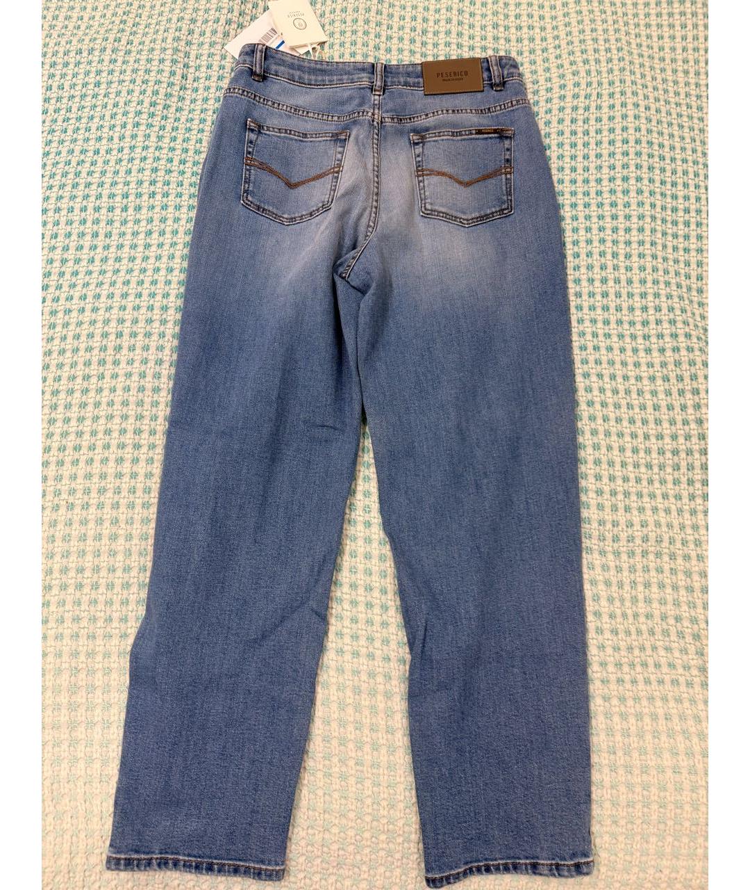 PESERICO Голубые хлопко-эластановые прямые джинсы, фото 6