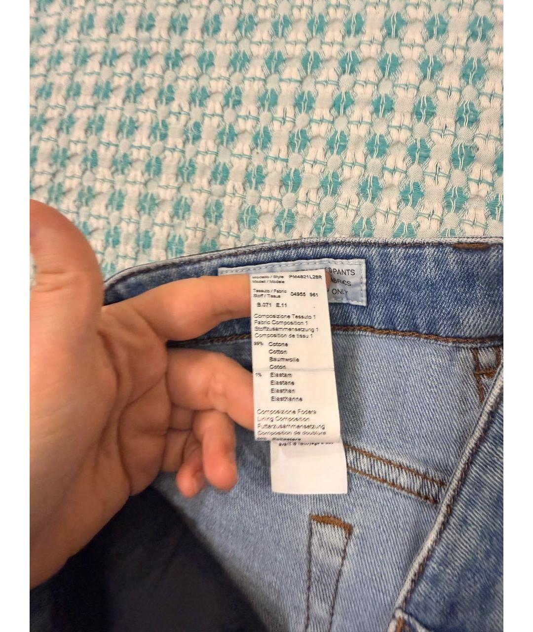 PESERICO Голубые хлопко-эластановые прямые джинсы, фото 5