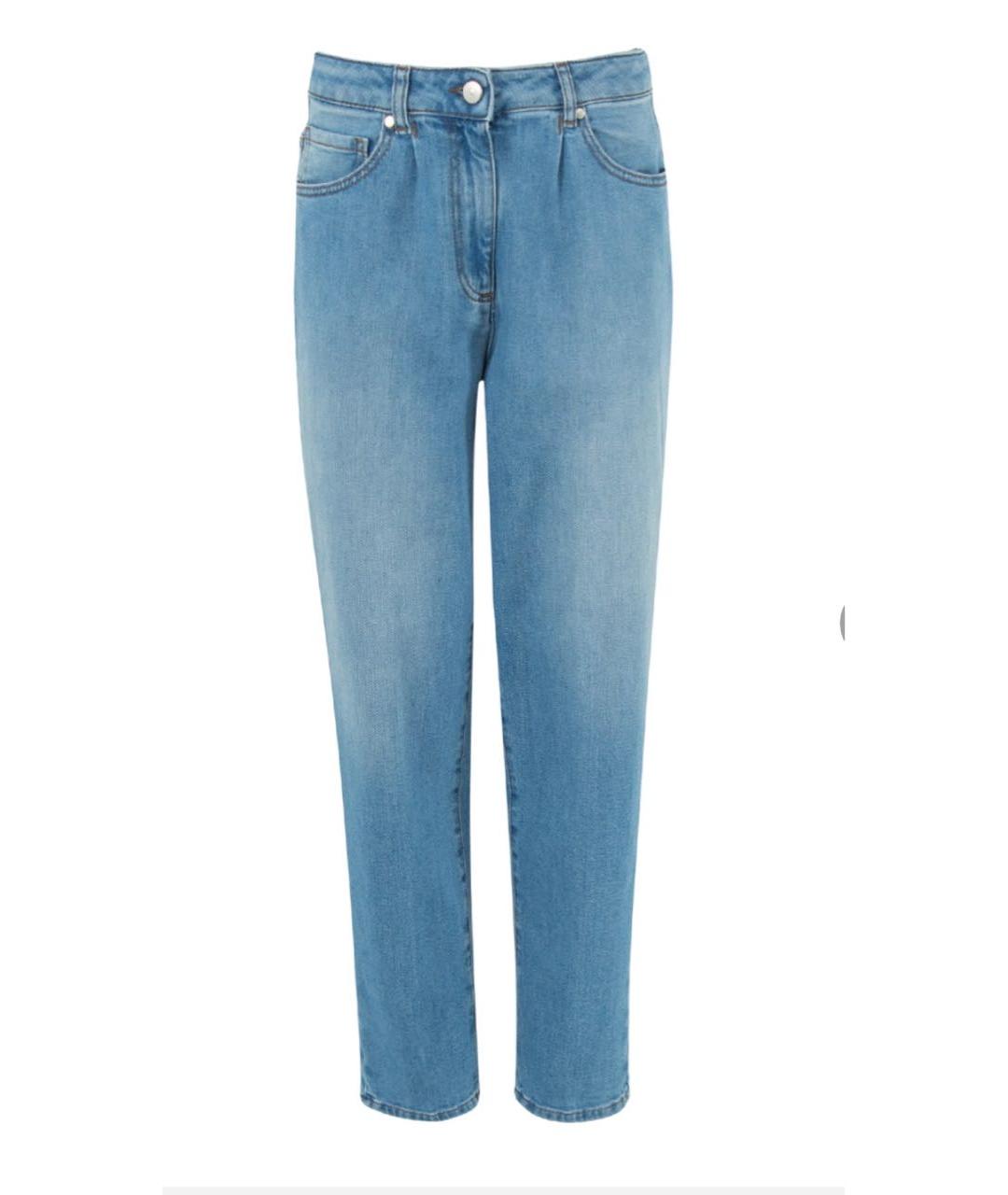 PESERICO Голубые хлопко-эластановые прямые джинсы, фото 9