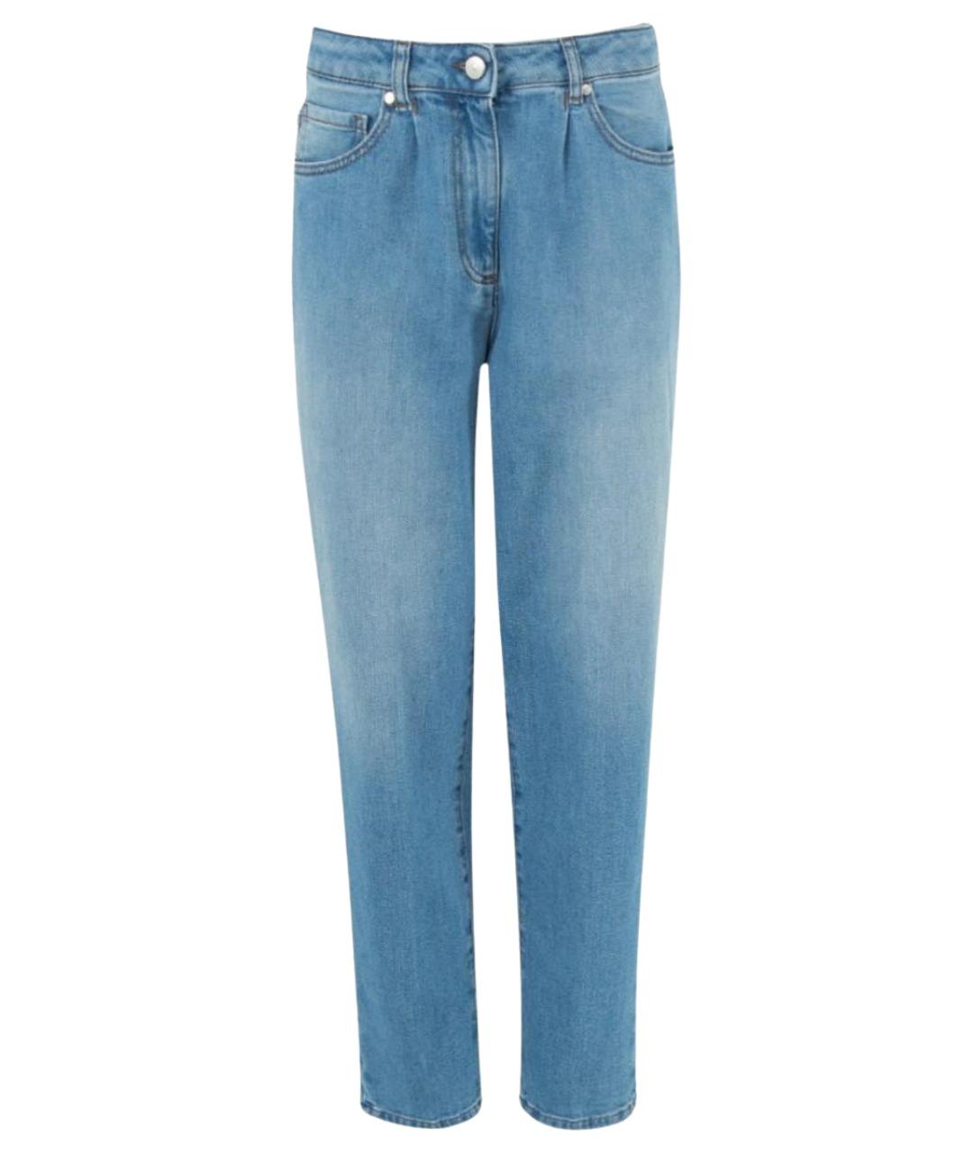 PESERICO Голубые хлопко-эластановые прямые джинсы, фото 1