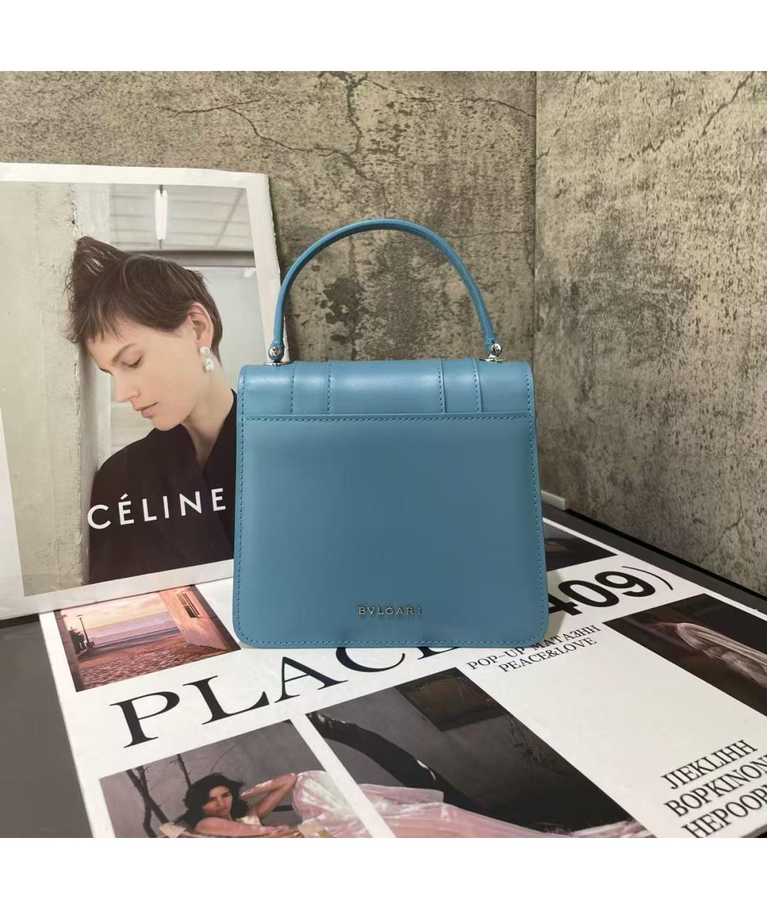 BVLGARI Голубая кожаная сумка через плечо, фото 3