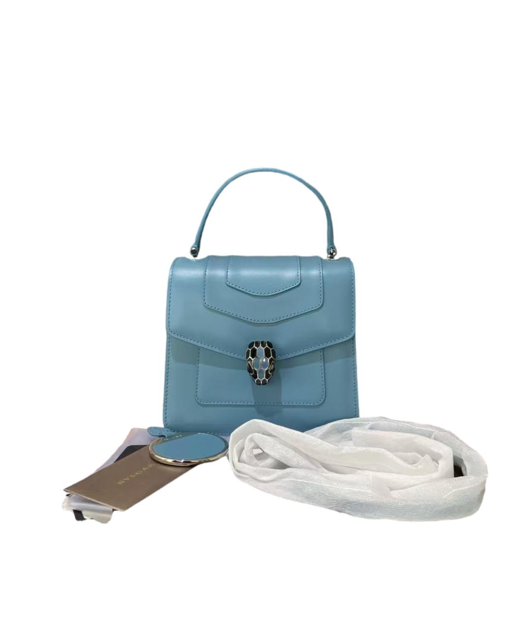 BVLGARI Голубая кожаная сумка через плечо, фото 6