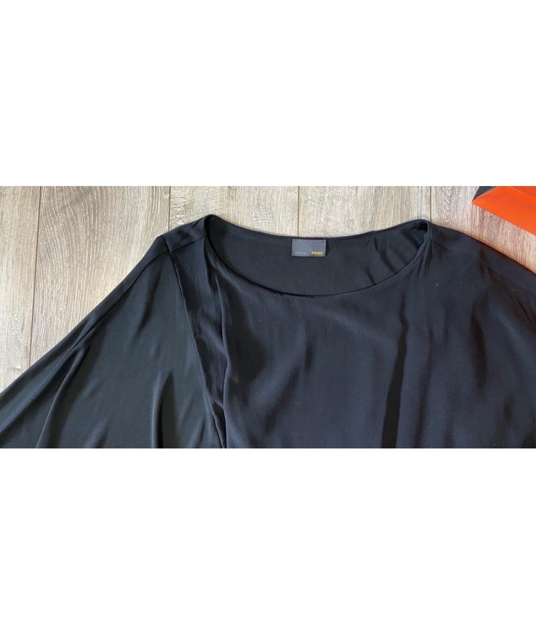 FENDI Черное шелковое повседневное платье, фото 4