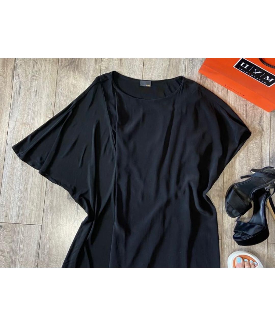 FENDI Черное шелковое повседневное платье, фото 3