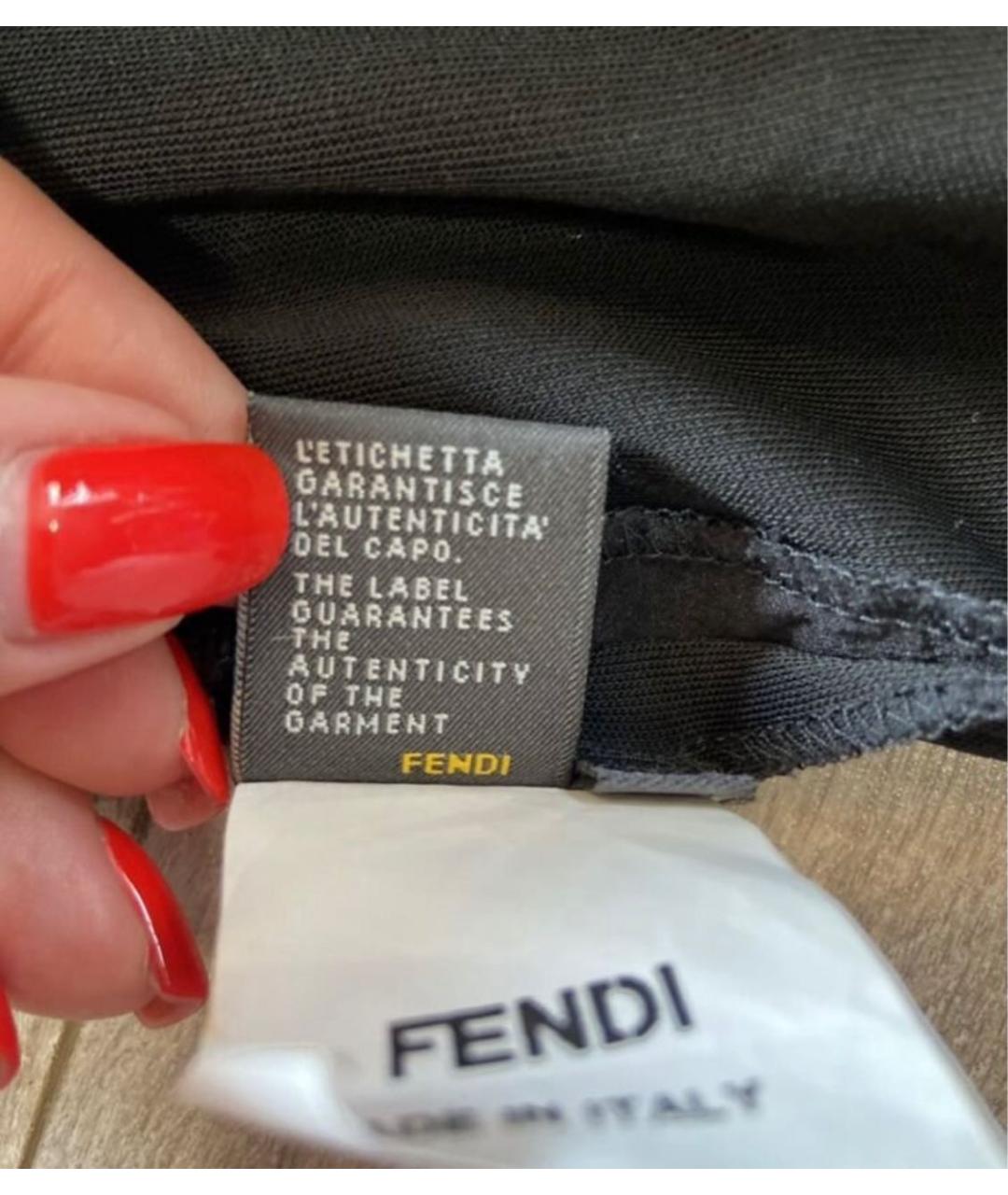 FENDI Черное шелковое повседневное платье, фото 6