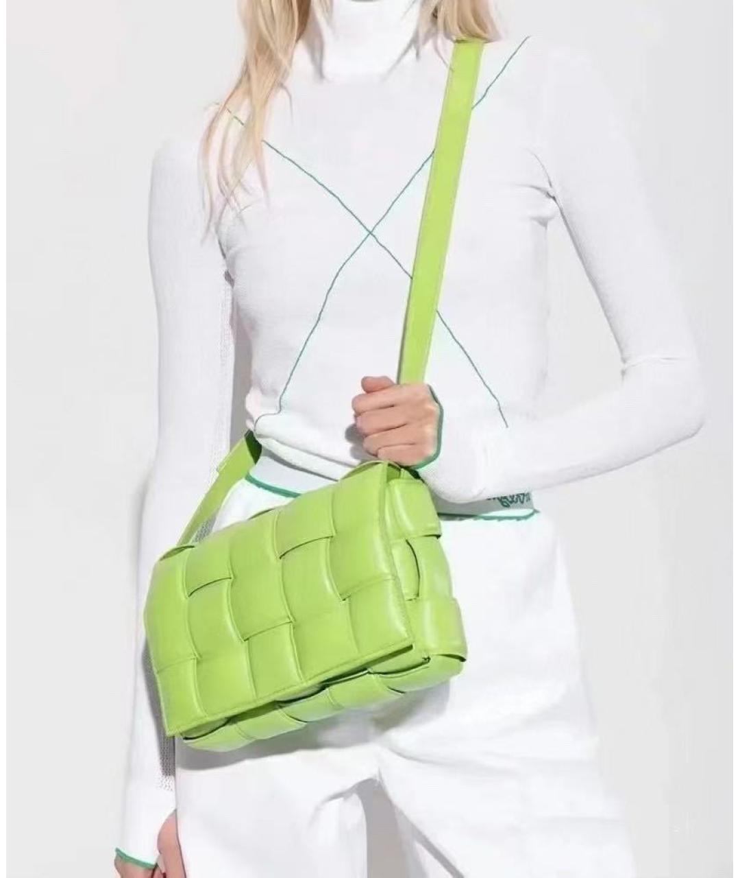 BOTTEGA VENETA Салатовая кожаная сумка через плечо, фото 5