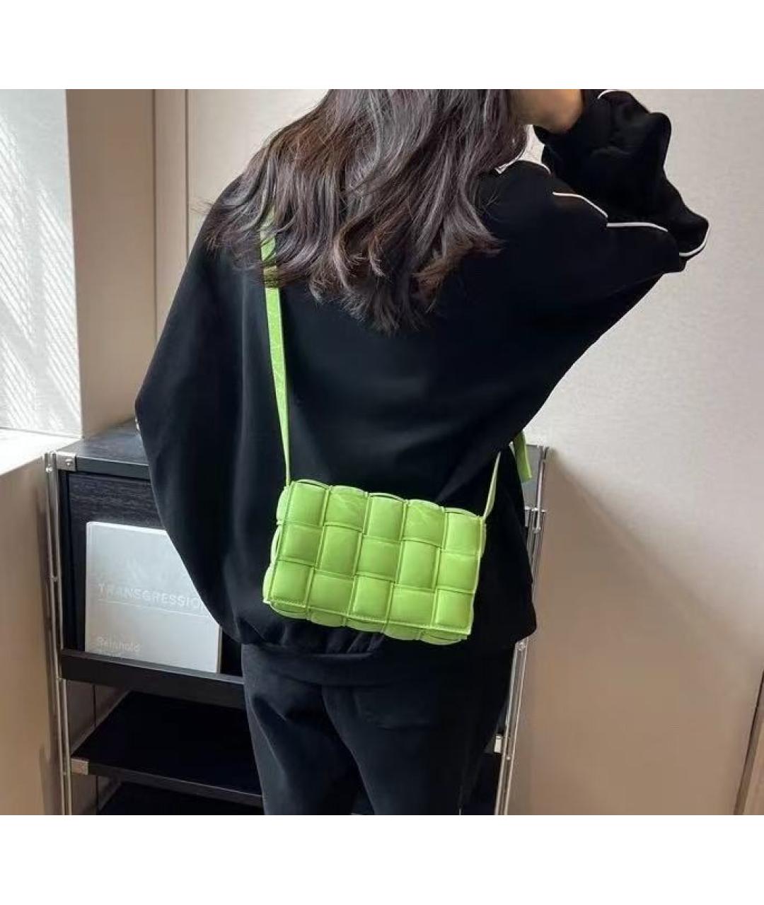 BOTTEGA VENETA Салатовая кожаная сумка через плечо, фото 4