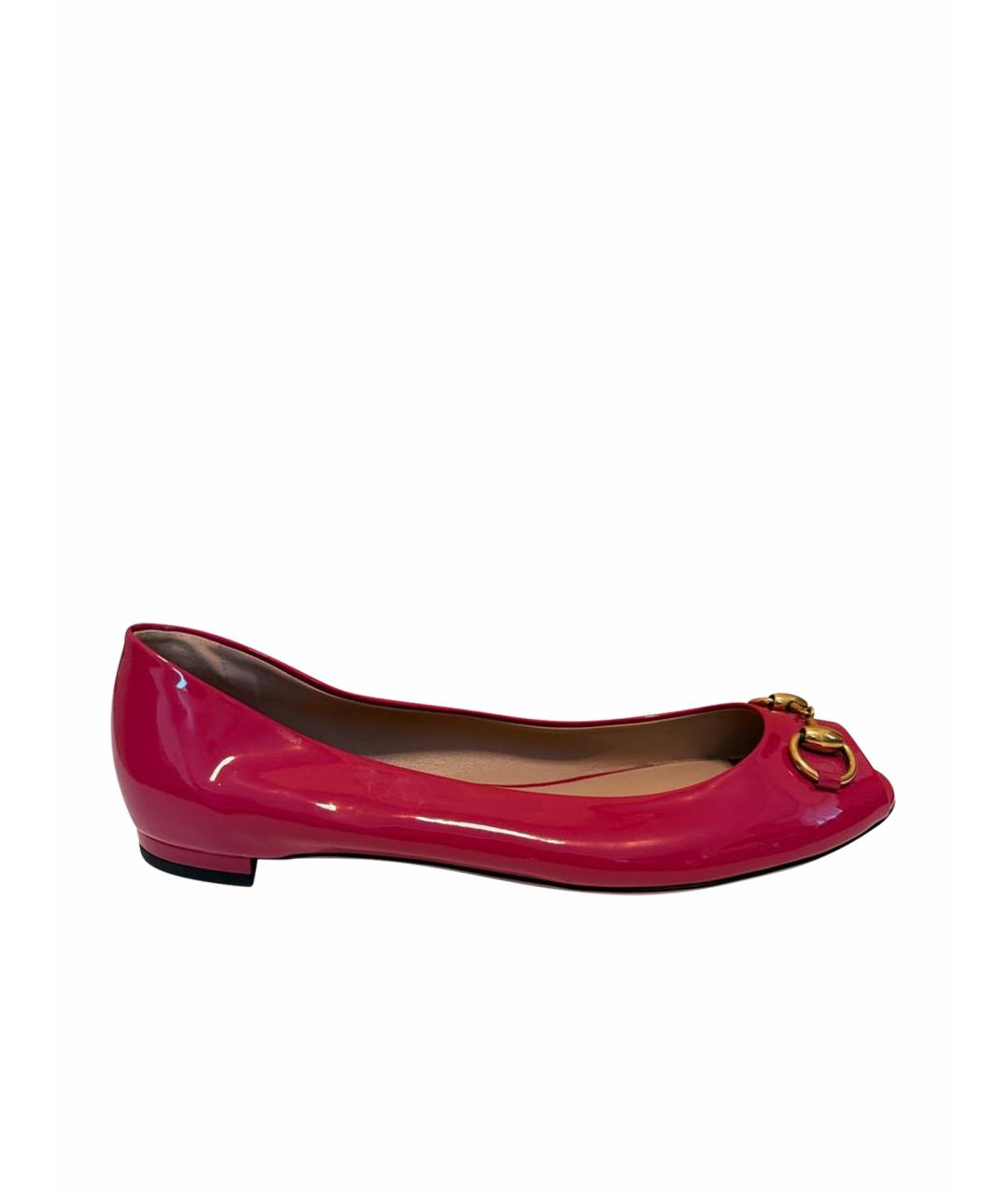 GUCCI Фуксия балетки из лакированной кожи, фото 1