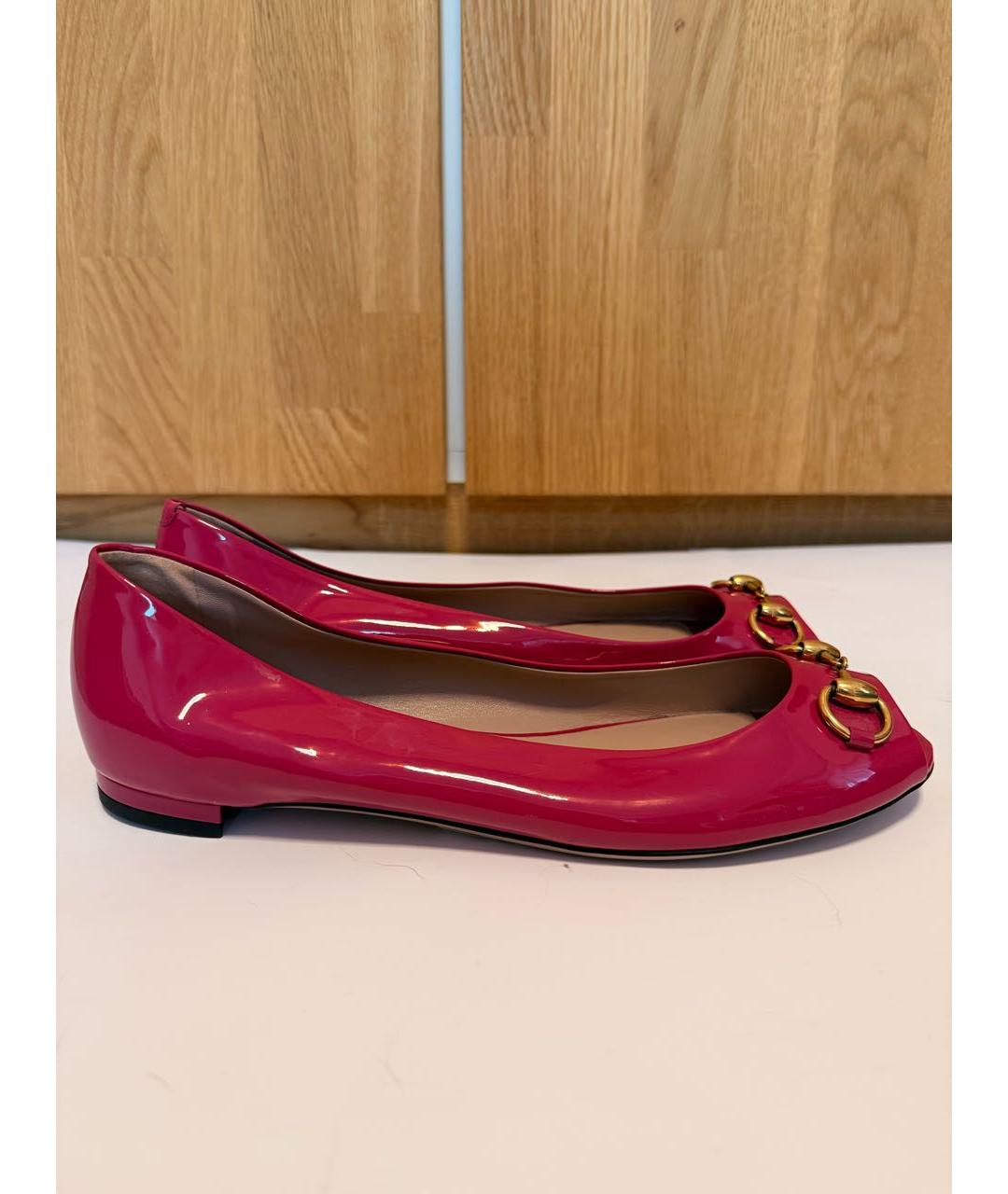GUCCI Фуксия балетки из лакированной кожи, фото 5