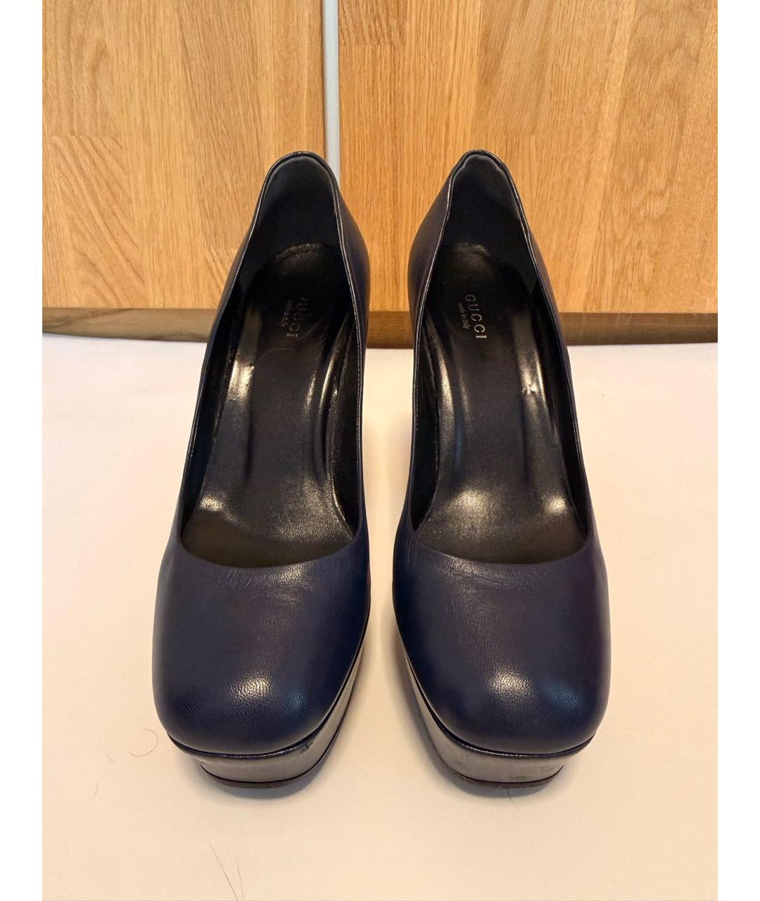 GUCCI Синие кожаные туфли, фото 2