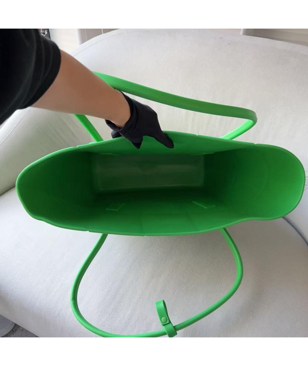 BOTTEGA VENETA Зеленая кожаная сумка тоут, фото 7