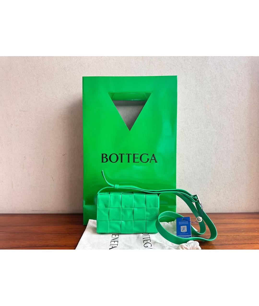BOTTEGA VENETA Зеленая кожаная сумка через плечо, фото 3