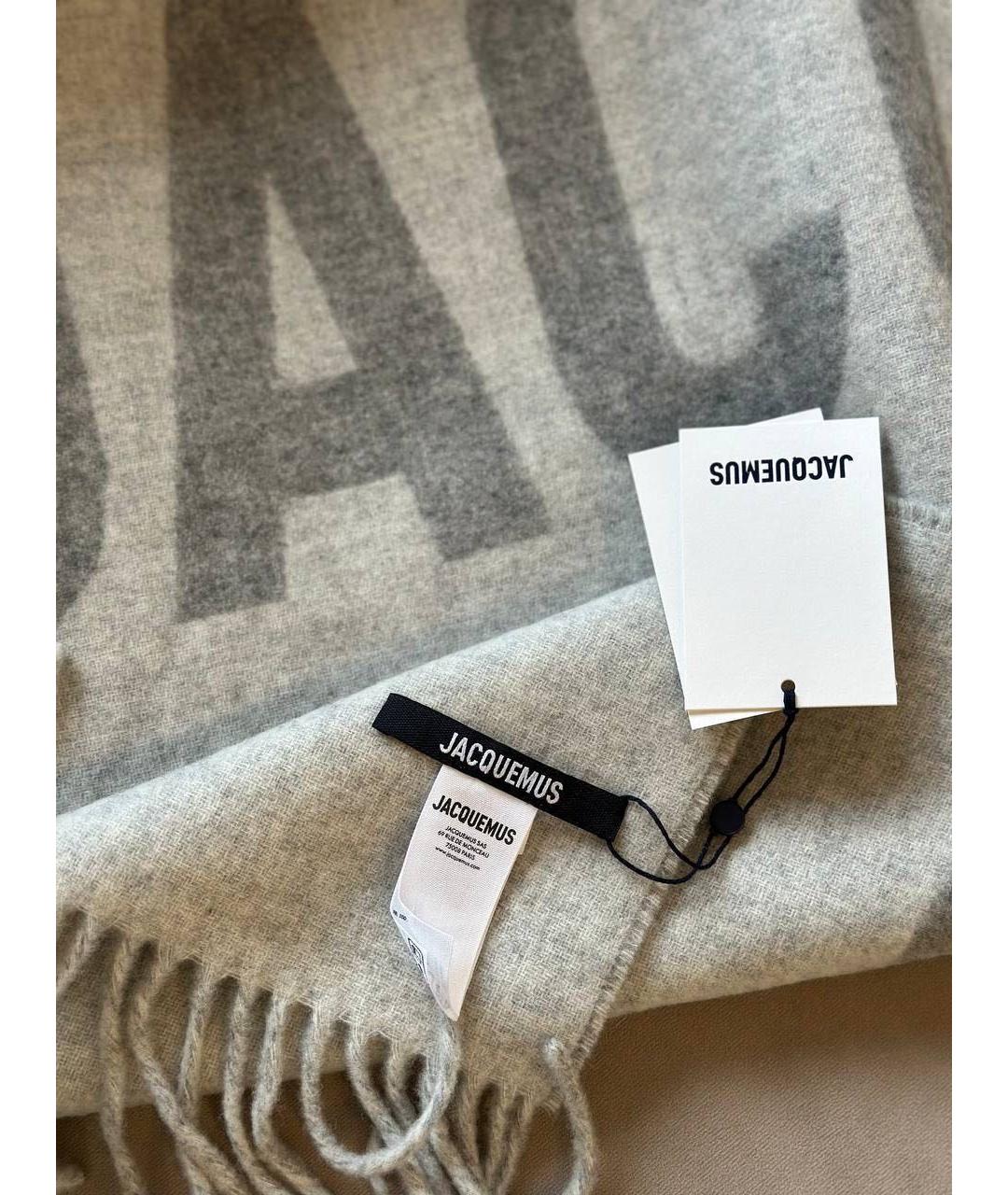 JACQUEMUS Серый шерстяной шарф, фото 2