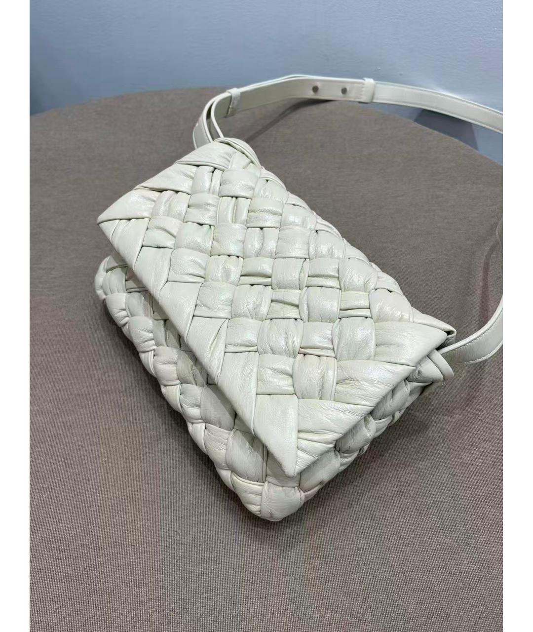 BOTTEGA VENETA Белая кожаная сумка через плечо, фото 4