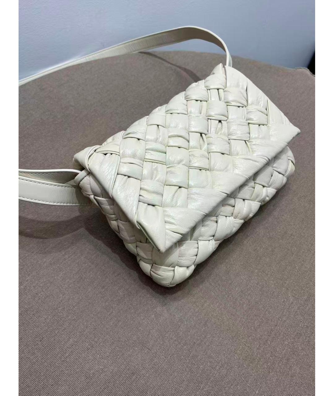 BOTTEGA VENETA Белая кожаная сумка через плечо, фото 2