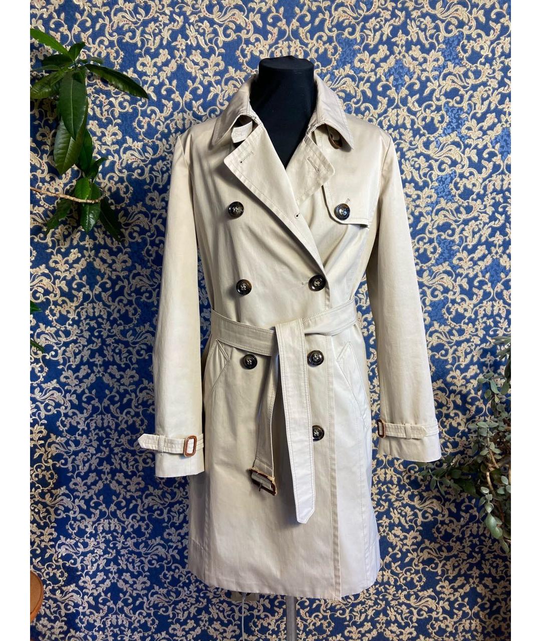 MAX MARA Бежевый хлопковый тренч/плащ, фото 9