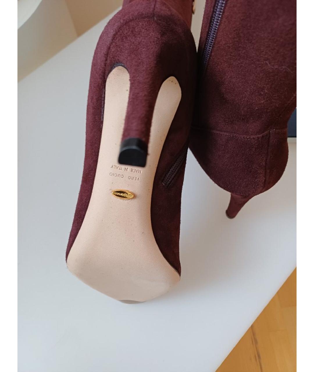 SERGIO ROSSI Коричневые замшевые сапоги, фото 9