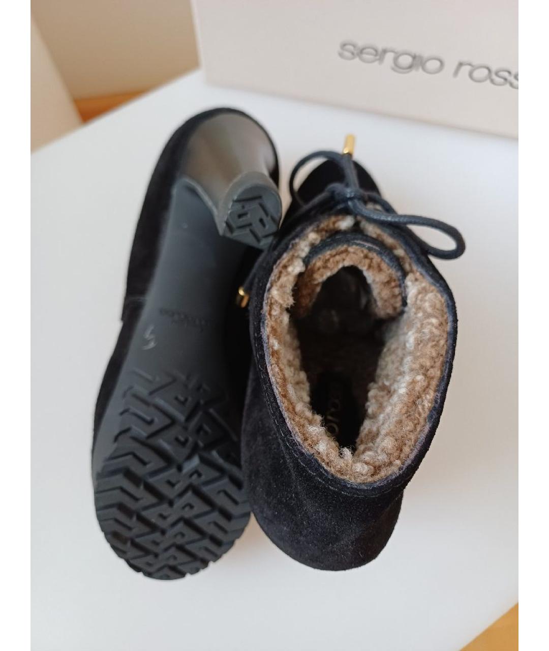 SERGIO ROSSI Черные замшевые ботильоны, фото 9