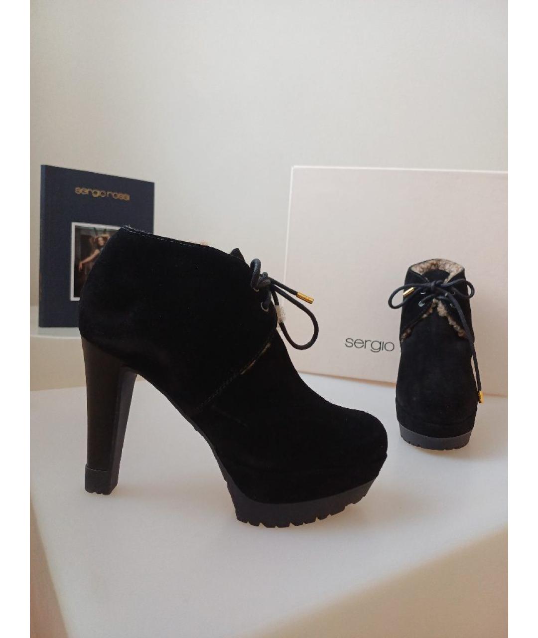 SERGIO ROSSI Черные замшевые ботильоны, фото 6